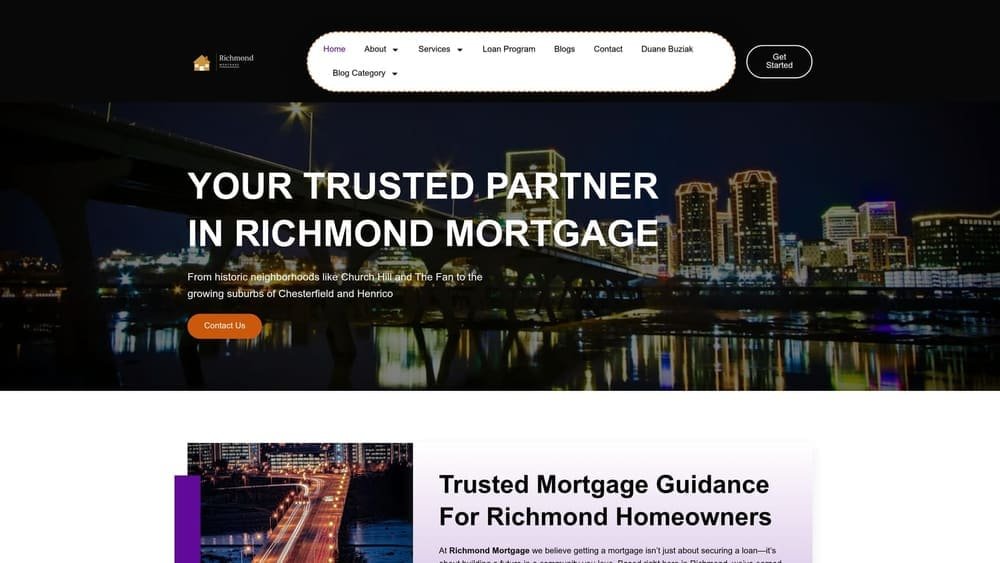 Screenshot of RichmondMortgages.com website