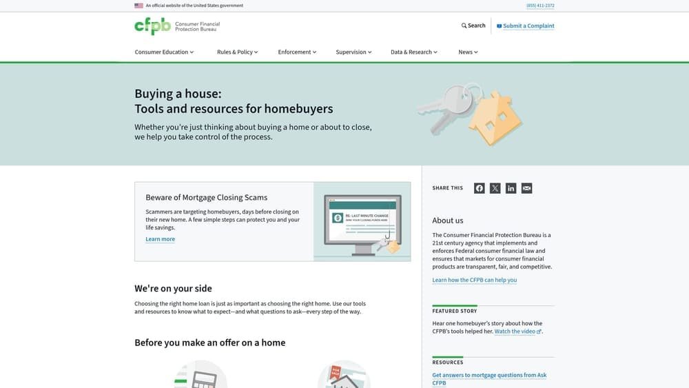 Screenshot of CFPB Owning a Home Toolkit website