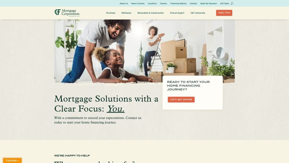 Screenshot of Cfmortgagecorp website